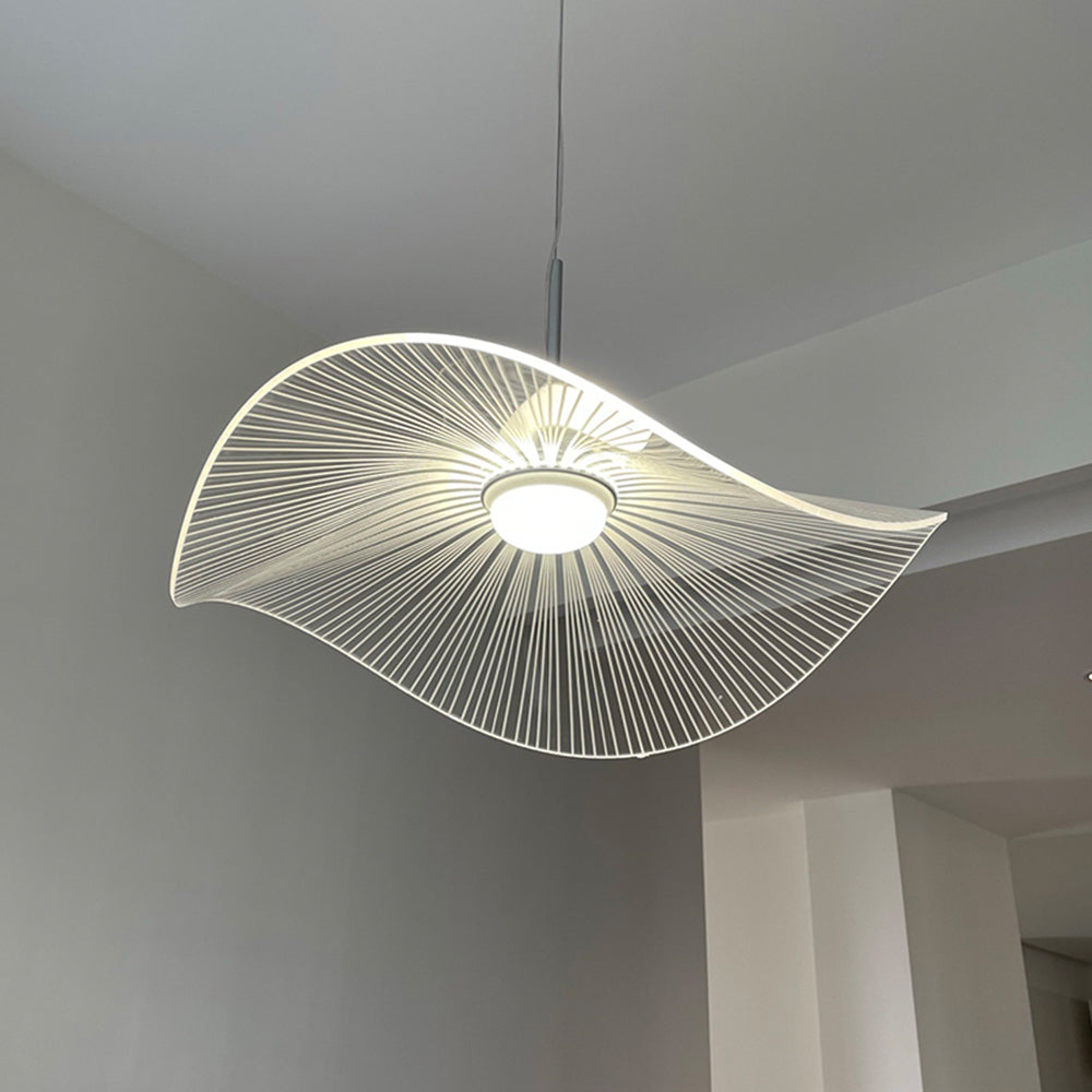 Arisha Designer Lampe à suspension en métal en forme de feuille de lotus Blanc
