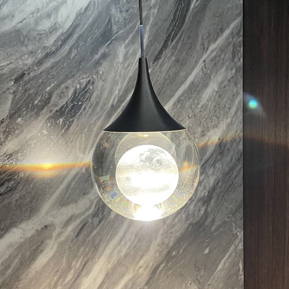 Aria Minimalist Moon Metal Pendant Light,Black