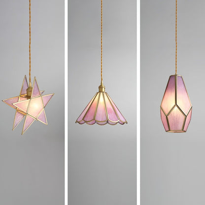 Lione Pink Stained Glass Pendant Light