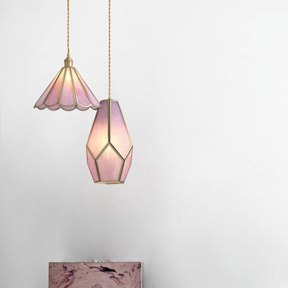 Lione Pink Stained Glass Pendant Light