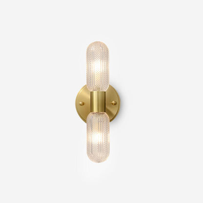 Evania Brass and Textured Glass Double Light Wall Sconce