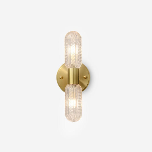 Evania Brass and Textured Glass Double Light Wall Sconce