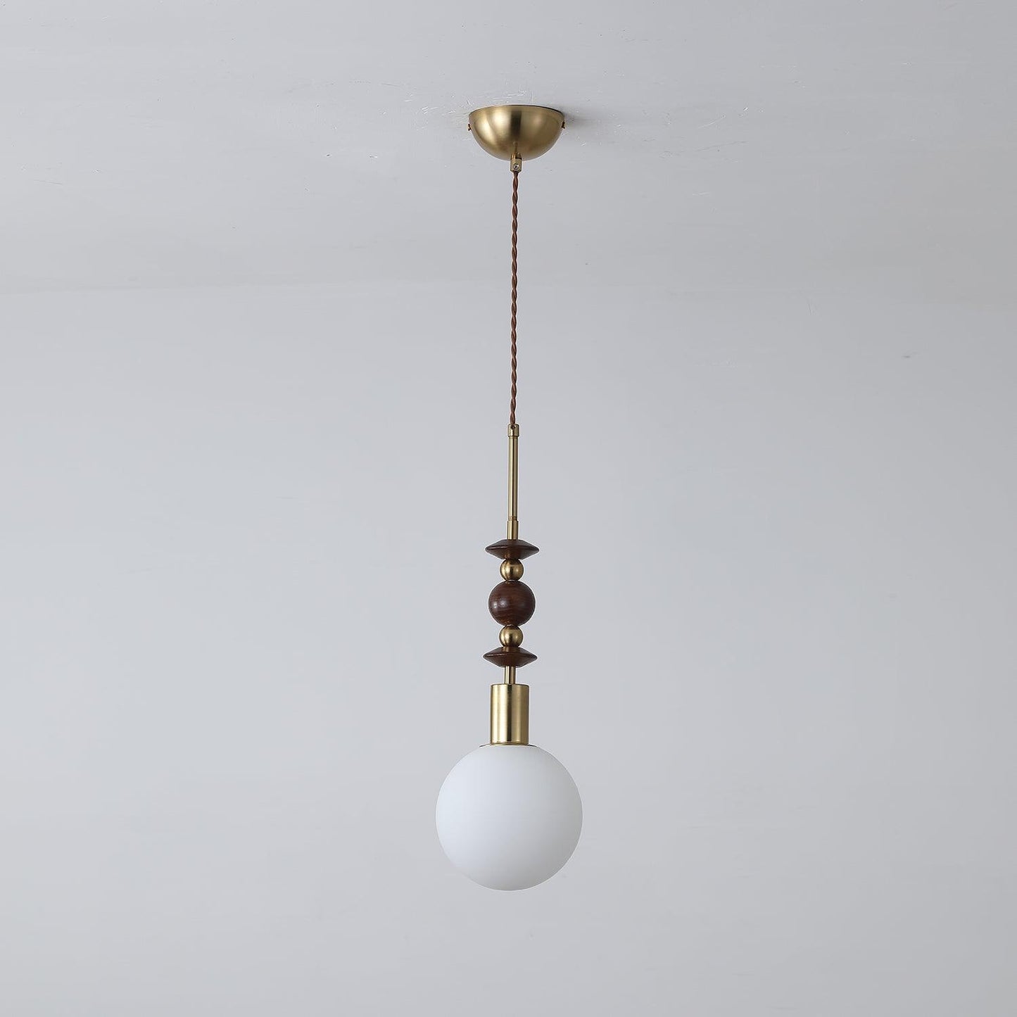 Norn Vintage Globe Pendant Light Wooden Beads
