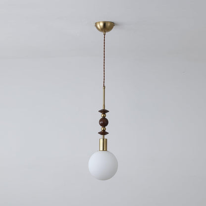 Norn Vintage Globe Pendant Light Wooden Beads