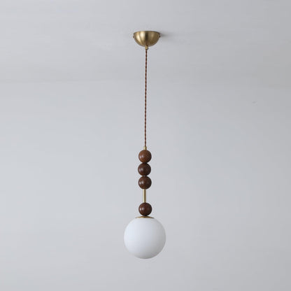 Norn Vintage Globe Pendant Light Wooden Beads