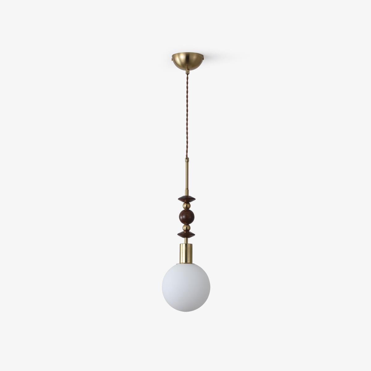 Norn Vintage Globe Pendant Light Wooden Beads