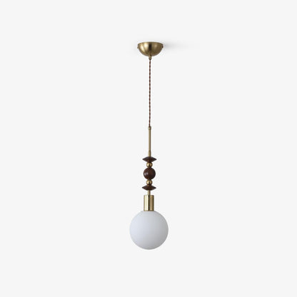 Norn Vintage Globe Pendant Light Wooden Beads