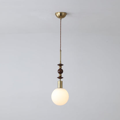Norn Vintage Globe Pendant Light Wooden Beads