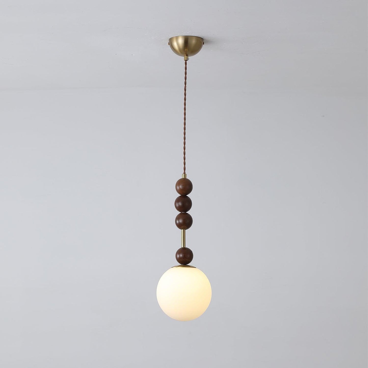 Norn Vintage Globe Pendant Light Wooden Beads
