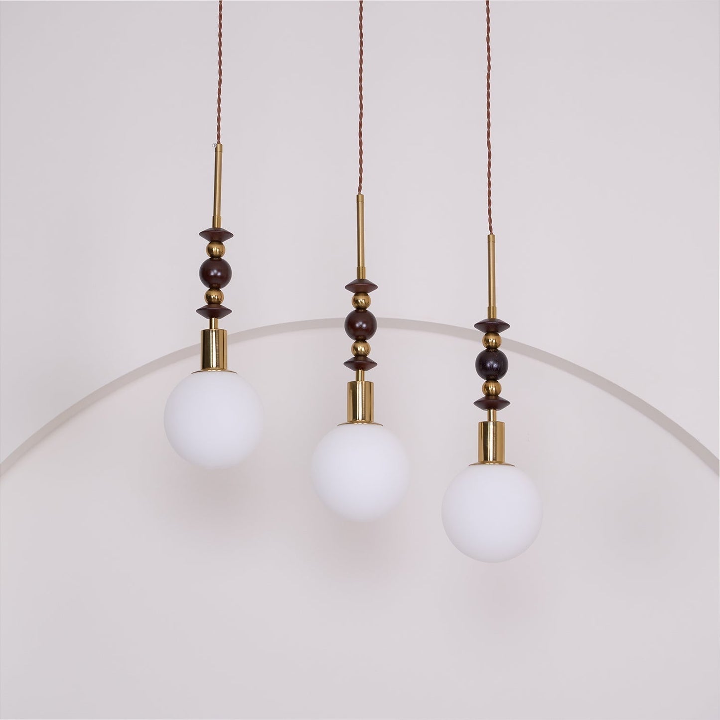 Norn Vintage Globe Pendant Light Wooden Beads