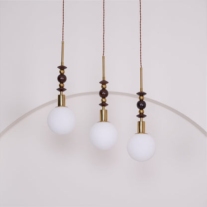 Norn Vintage Globe Pendant Light Wooden Beads