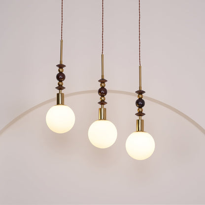 Norn Vintage Globe Pendant Light Wooden Beads