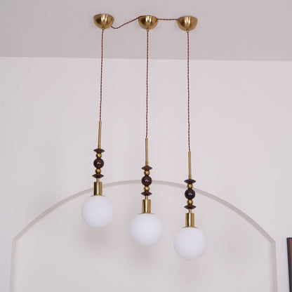 Norn Vintage Globe Pendant Light Wooden Beads
