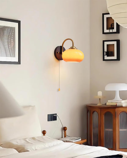 Wall Lamp Arched Arm Glass Dome Shade Vintage Accent Modern Touch