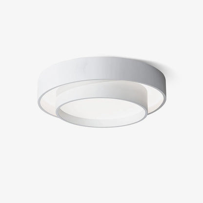 Plafonnier Orina Double Anneau Gris&Noir&Blanc Forme cylindrique