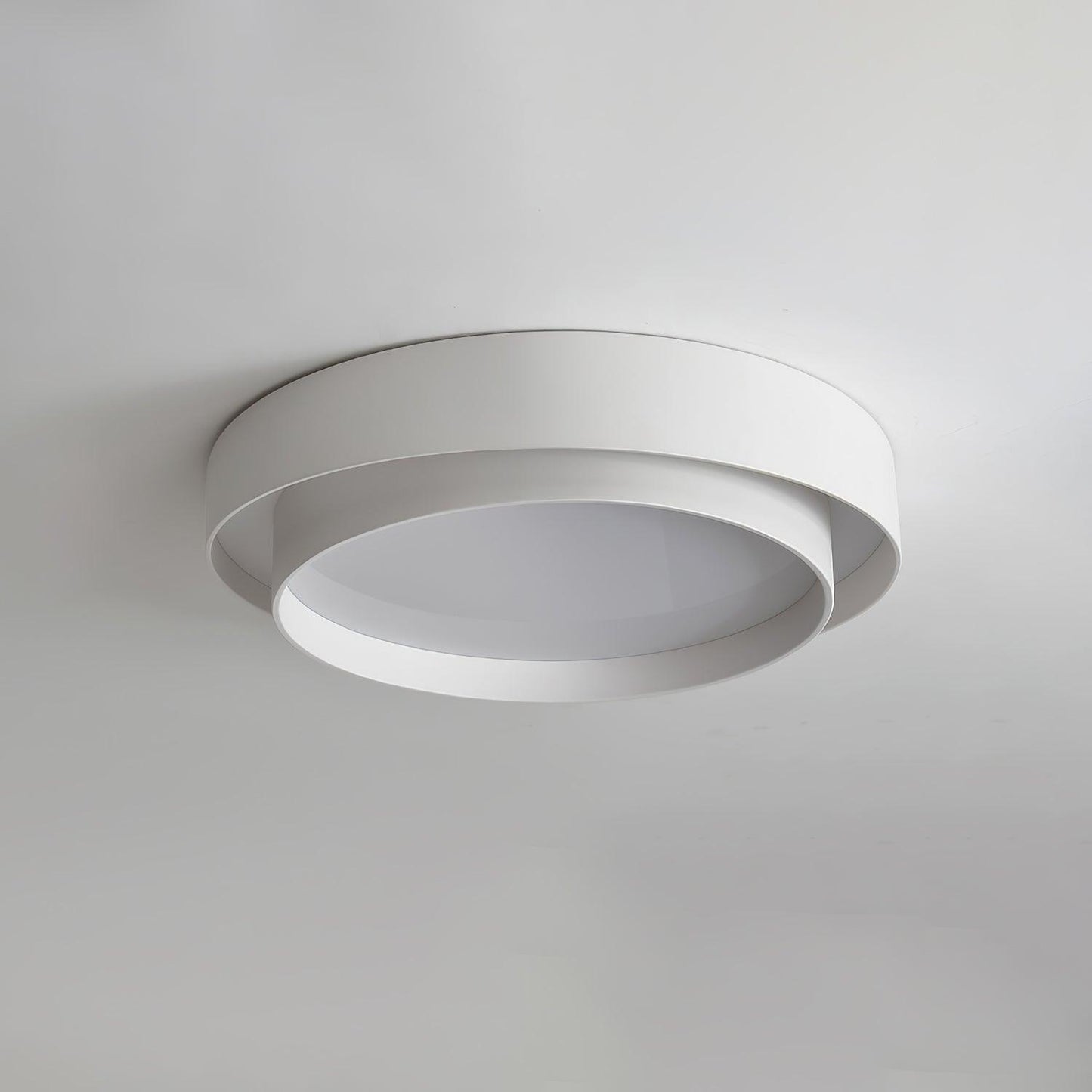 Plafonnier Orina Double Anneau Gris&Noir&Blanc Forme cylindrique