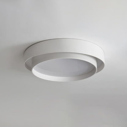 Plafonnier Orina Double Anneau Gris&Noir&Blanc Forme cylindrique