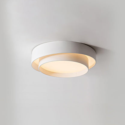Plafonnier Orina Double Anneau Gris&Noir&Blanc Forme cylindrique