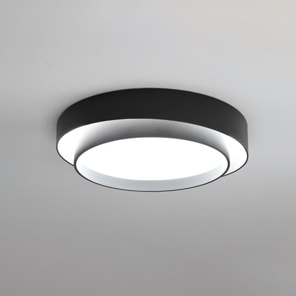 Plafonnier Orina Double Anneau Gris&Noir&Blanc Forme cylindrique