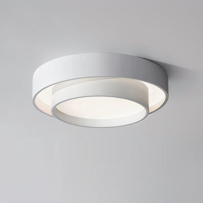 Plafonnier Orina Double Anneau Gris&Noir&Blanc Forme cylindrique