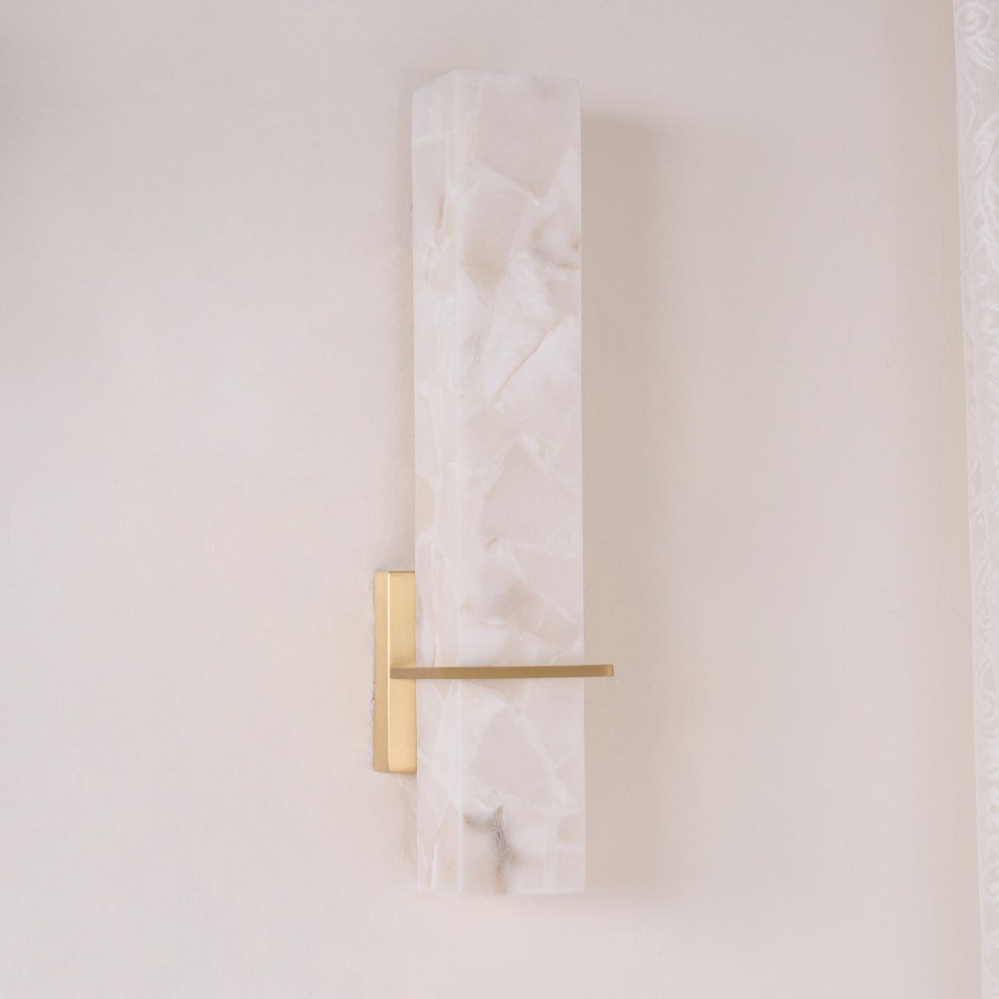 Ritta  Wall Lamp   White Alabaster Brass  Modern Cuboid