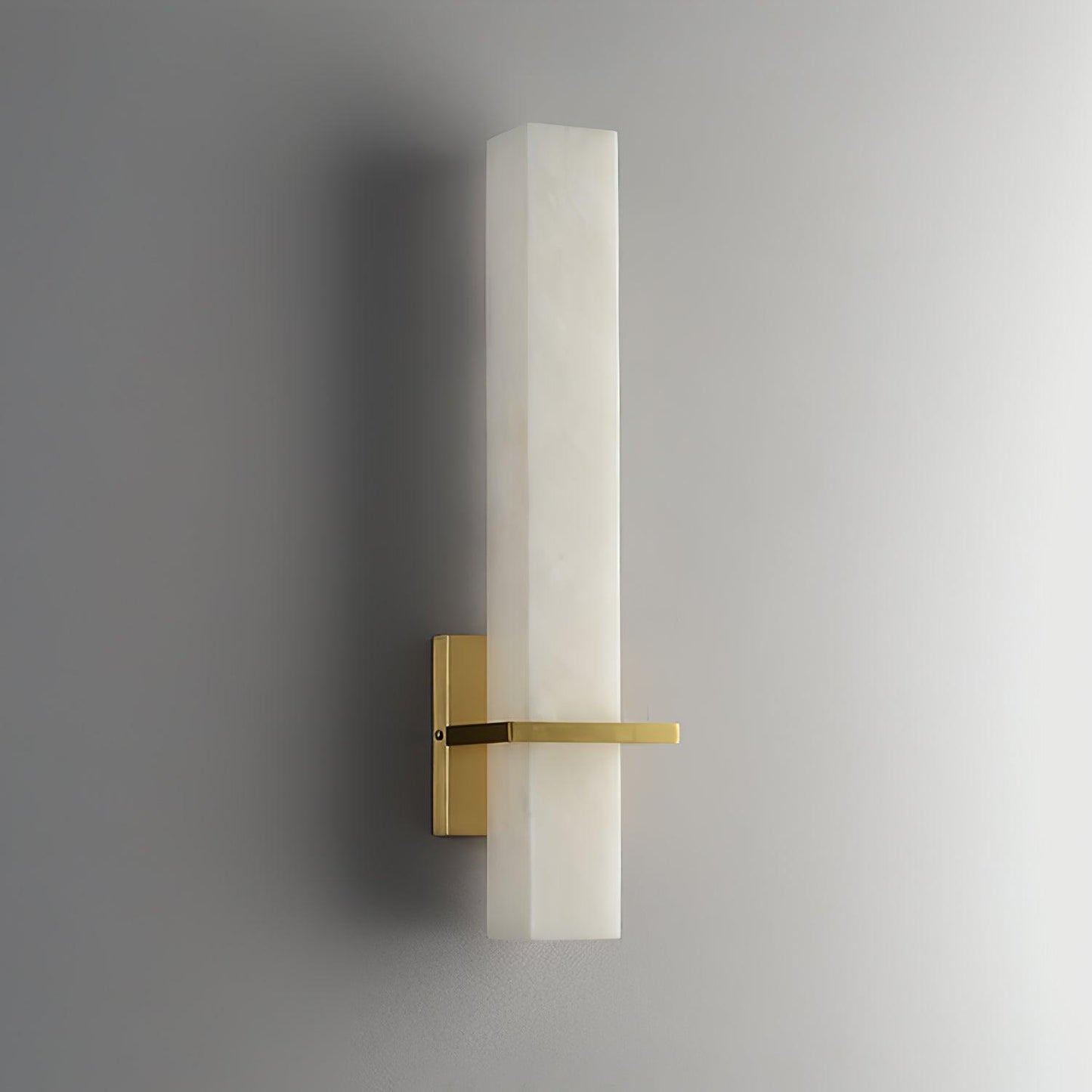 Ritta  Wall Lamp   White Alabaster Brass  Modern Cuboid