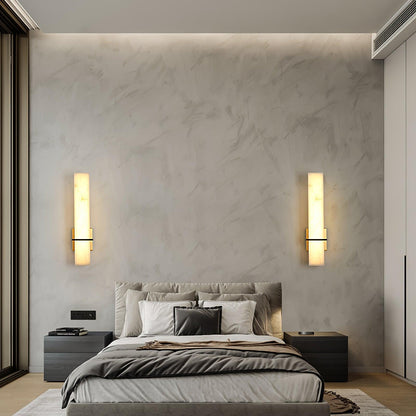 Ritta  Wall Lamp   White Alabaster Brass  Modern Cuboid