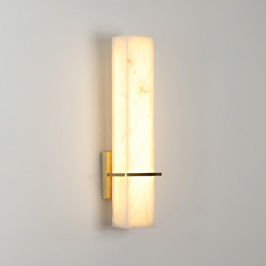 Ritta  Wall Lamp   White Alabaster Brass  Modern Cuboid