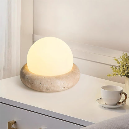 Riita Lampe de table globe en travertin Mini Maga