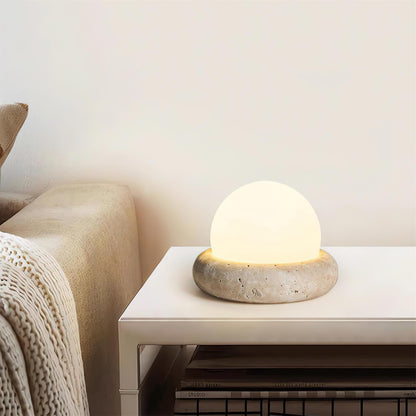 Riita Lampe de table globe en travertin Mini Maga