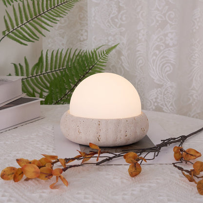 Riita Lampe de table globe en travertin Mini Maga