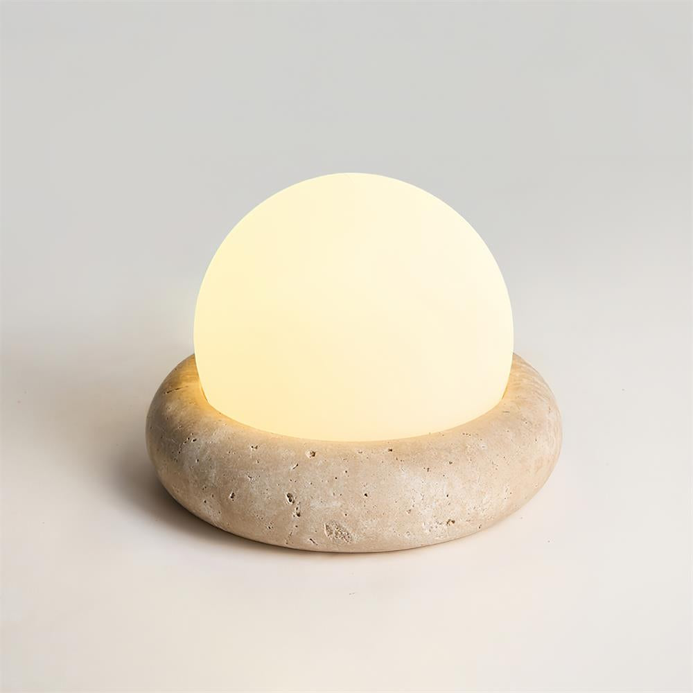 Riita Lampe de table globe en travertin Mini Maga