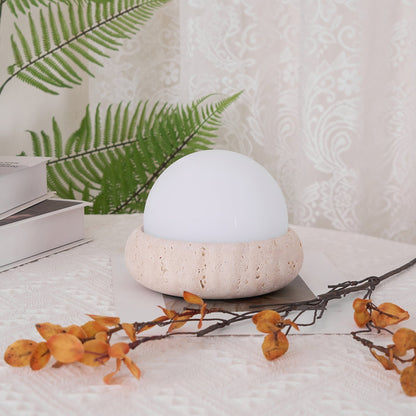 Riita Lampe de table globe en travertin Mini Maga