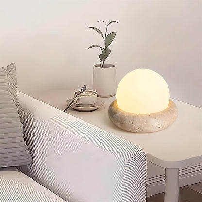 Riita Lampe de table globe en travertin Mini Maga