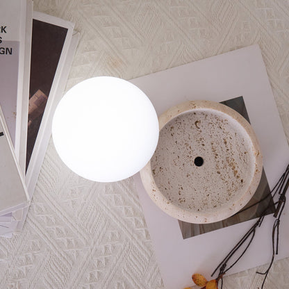 Riita Lampe de table globe en travertin Mini Maga