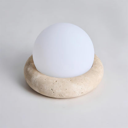 Riita Lampe de table globe en travertin Mini Maga