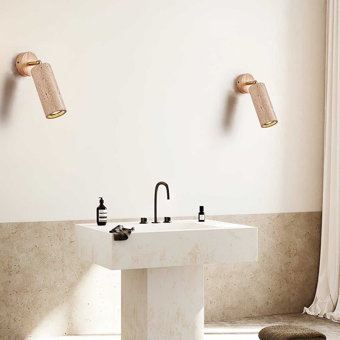 Travion Adjustable Travertine Wall Sconce