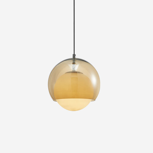 Pendelleuchte mit doppeltem Kugelschirm, Glas, modernes, minimalistisches Ambiente
