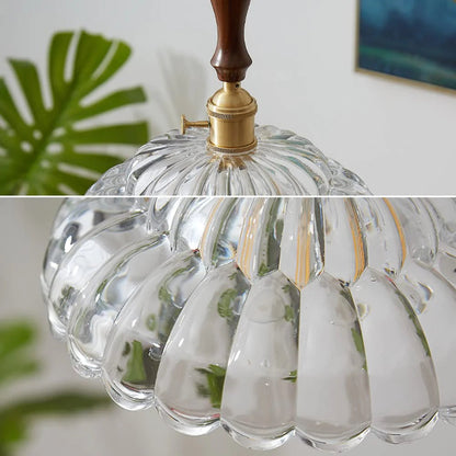 Valentina Modern LED Pendant Light Wooden Handle Metal Glass Bedroom