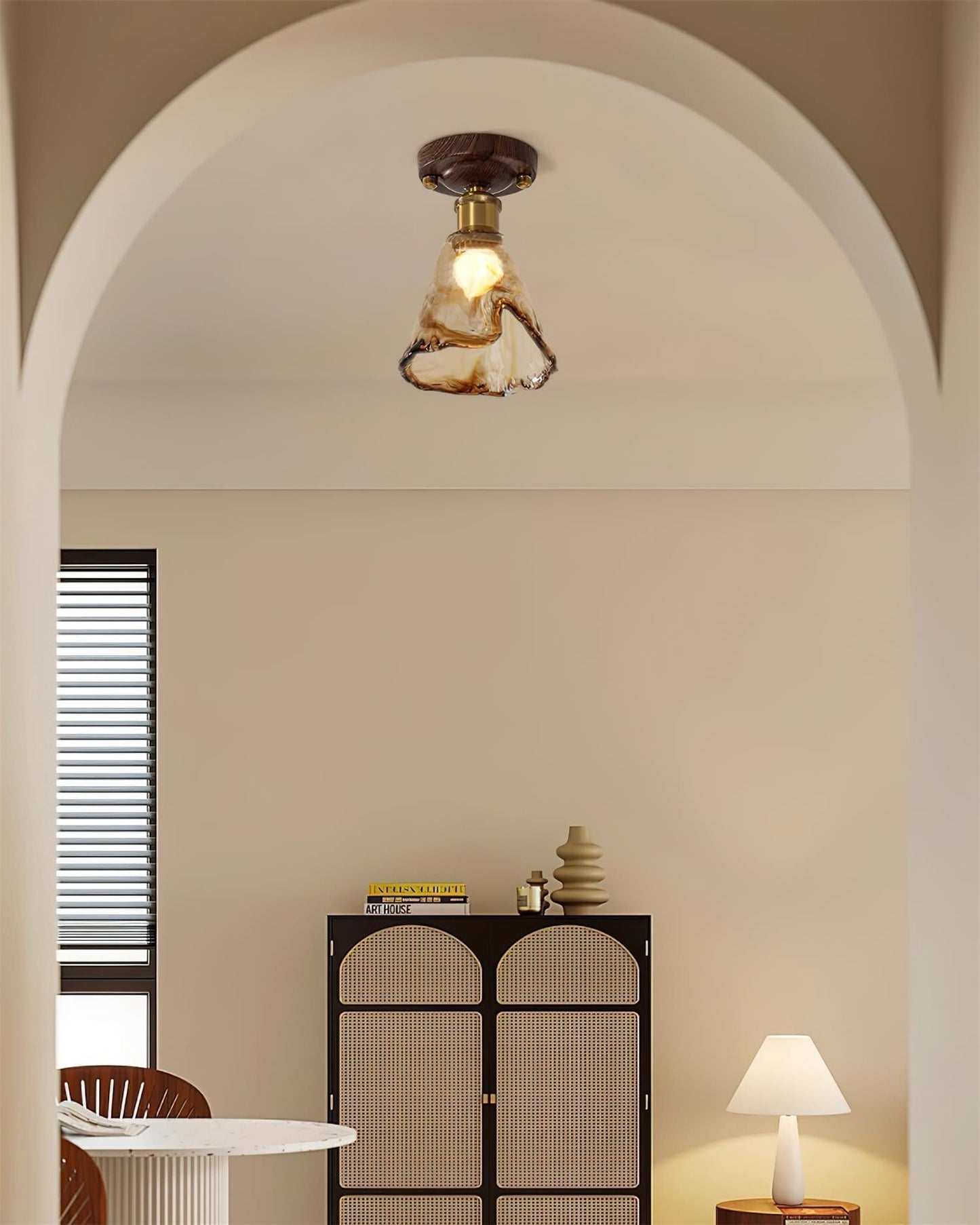 Velimo Amber Glass Flush Mount Light