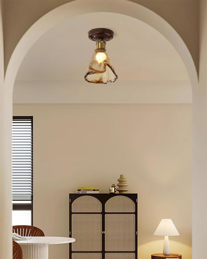 Velimo Amber Glass Flush Mount Light