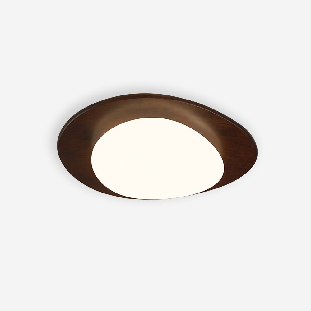 Plafonnier Bois et Abat-jour Ovale Minimaliste Naturel