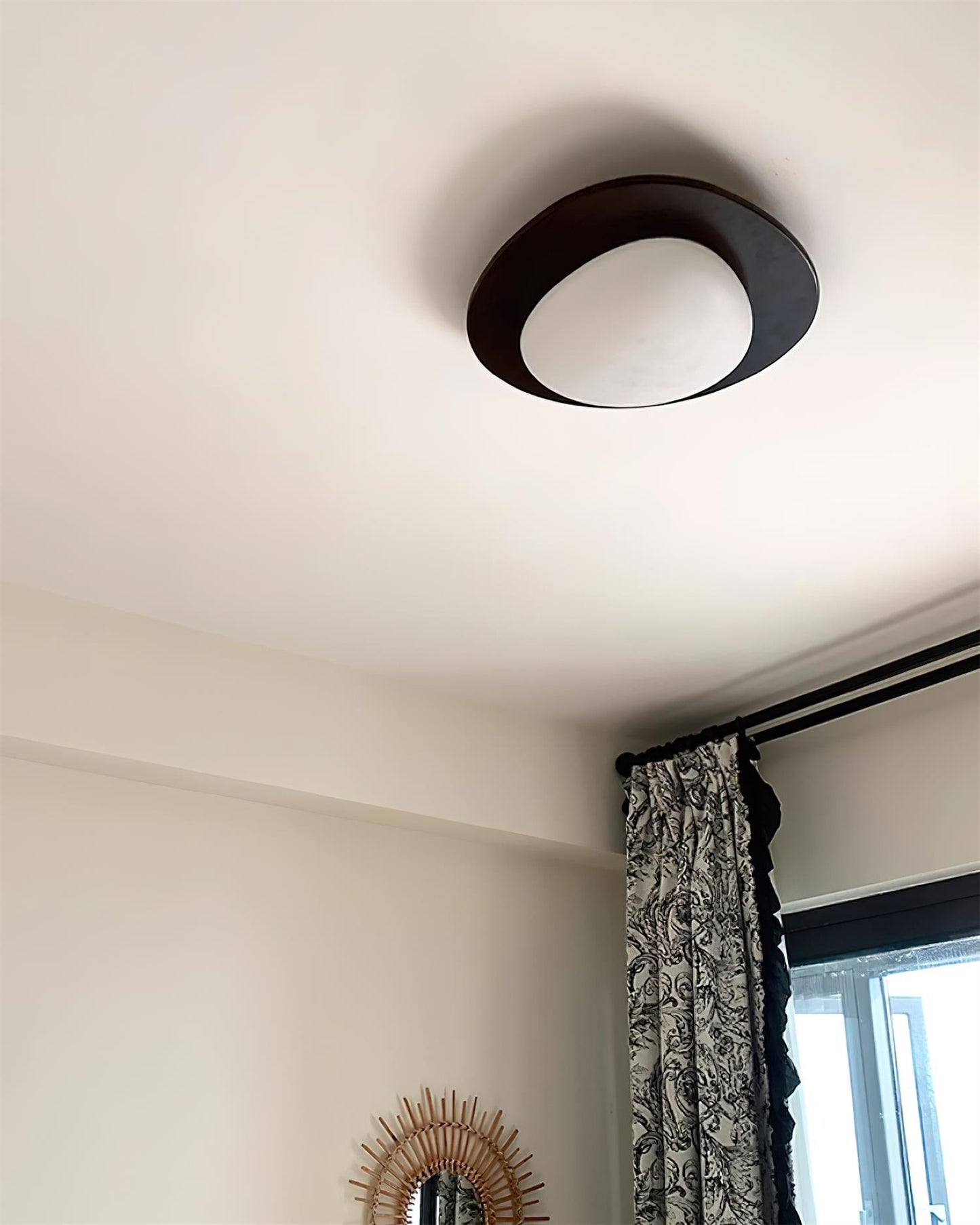 Plafonnier Bois et Abat-jour Ovale Minimaliste Naturel
