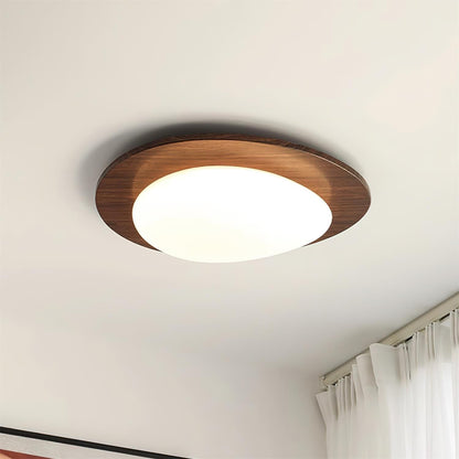 Plafonnier Bois et Abat-jour Ovale Minimaliste Naturel