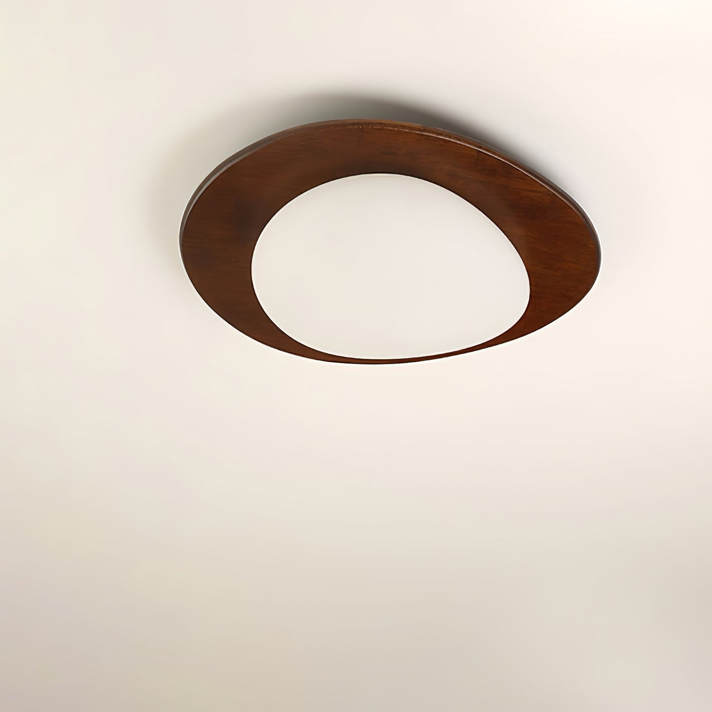 Plafonnier Bois et Abat-jour Ovale Minimaliste Naturel