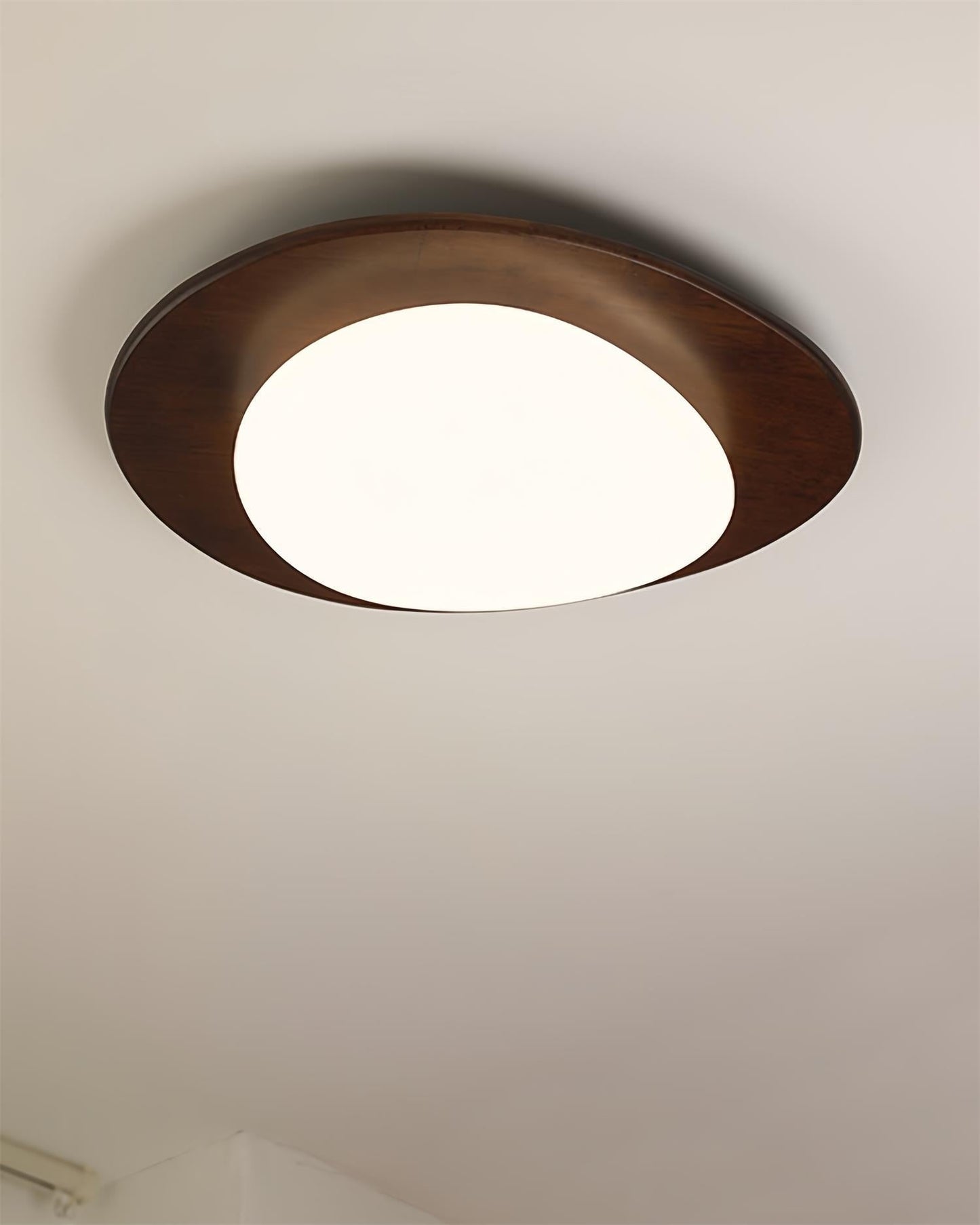 Plafonnier Bois et Abat-jour Ovale Minimaliste Naturel