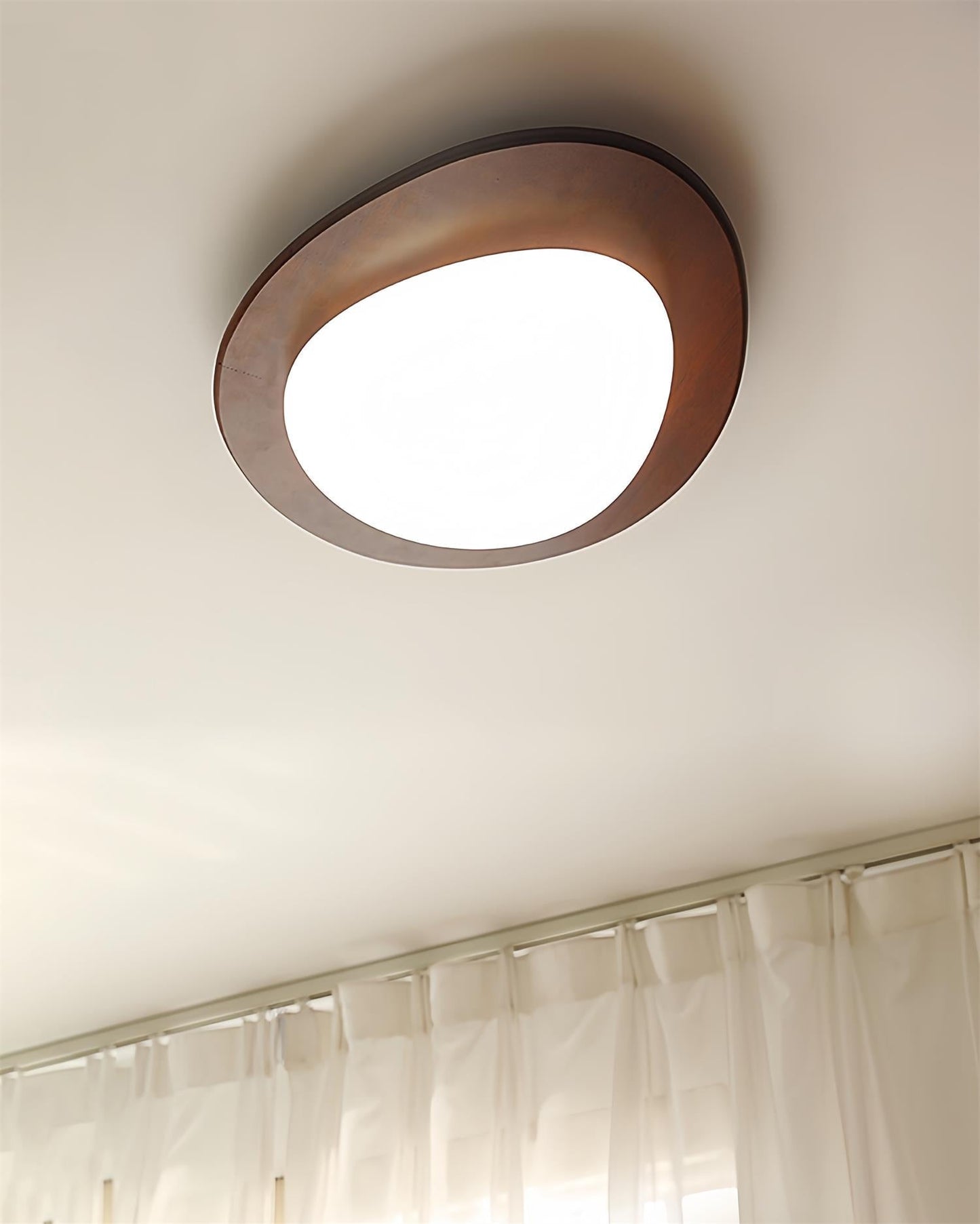 Plafonnier Bois et Abat-jour Ovale Minimaliste Naturel