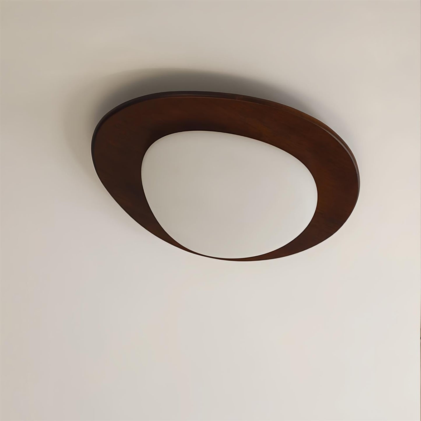 Plafonnier Bois et Abat-jour Ovale Minimaliste Naturel