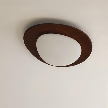 Plafonnier Bois et Abat-jour Ovale Minimaliste Naturel