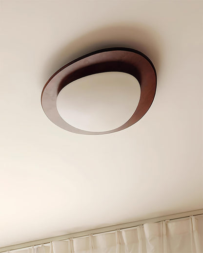 Plafonnier Bois et Abat-jour Ovale Minimaliste Naturel
